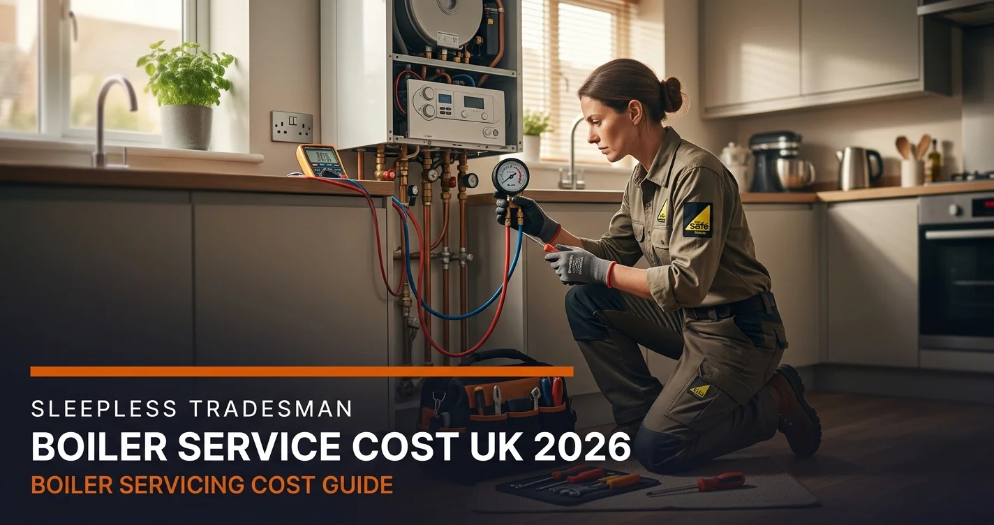 Gas Safe engineer servicing a boiler in a UK home