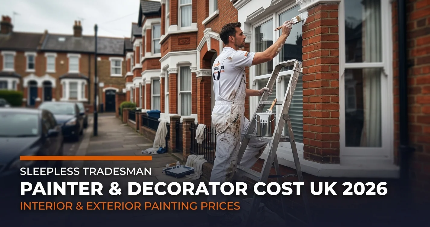 UK painter and decorator preparing a room for redecoration